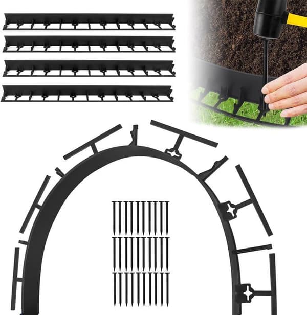 Gräsmattekant i plast - LZQ - Klipperkant - Höjd 78 mm - Utläggare (36 stycken, längd 36m)