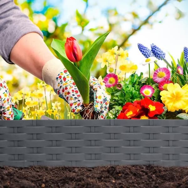 Gräskantstolpe Trädgård - XMTECH - 40m - Hållbar Plast - Rattanlook - Anthracit