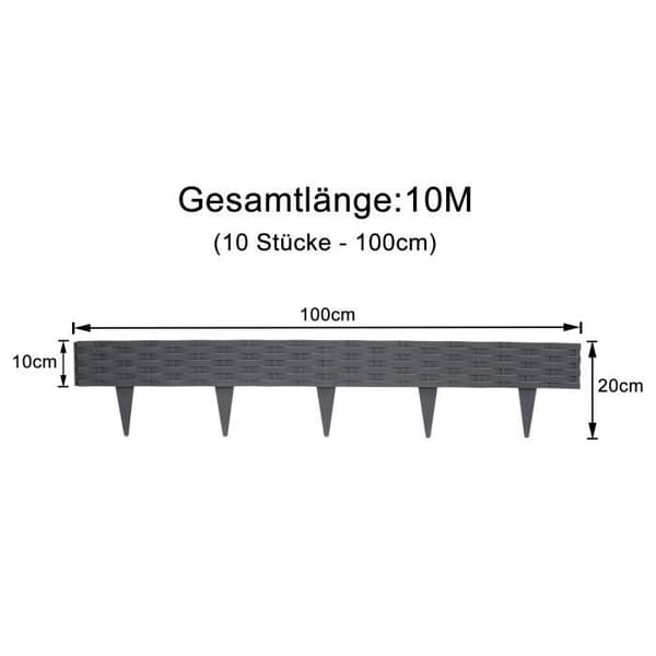 Gräskantstolpe Trädgård - XMTECH - 40m - Hållbar Plast - Rattanlook - Anthracit