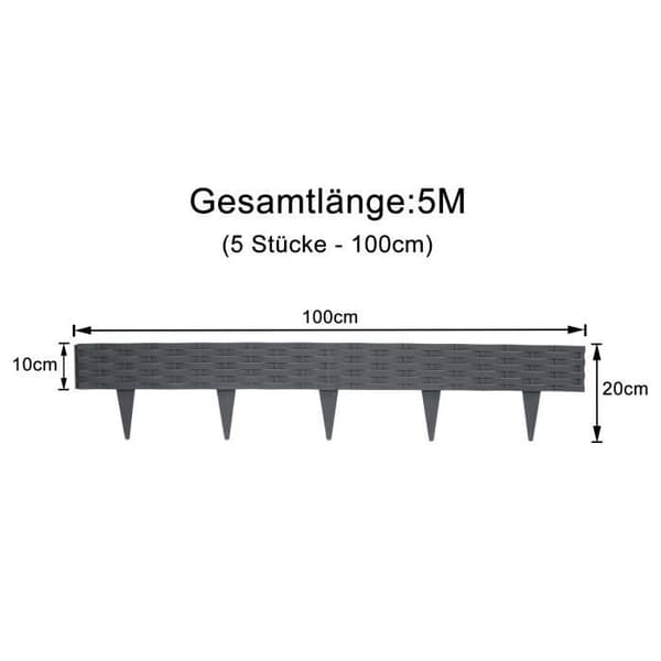 Trädgårdsrand - XMTECH - 15m - Plast PP - Rattanutseende - Antracit