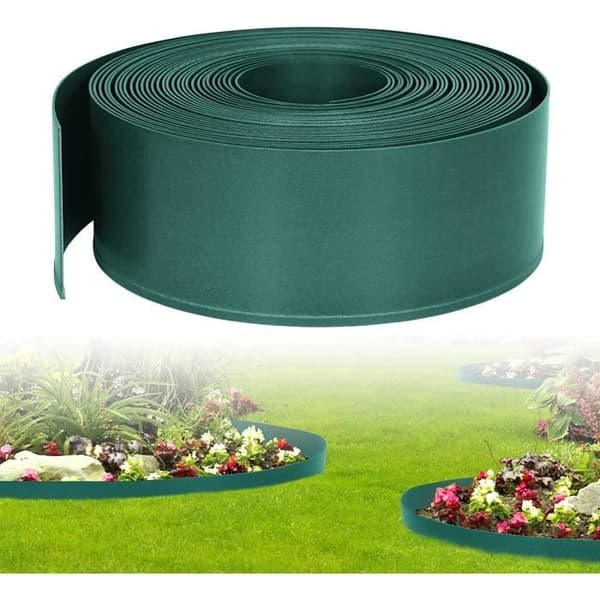 LZQ Gräsmatta Kant 100m PP Plast Trädgårdssäng Kant Flexibel gräsmatta Kant Gräsmatta Grön