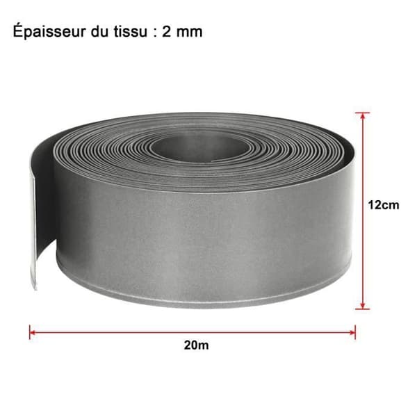 Gräskant - LZQ - 20 m - Plast PP - Flexibel - Ljusgrå