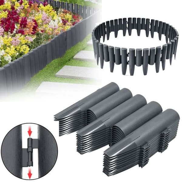 Gräsmattkant - XMTECH - 2,8m - Trälook - Antracit - 10 stycken