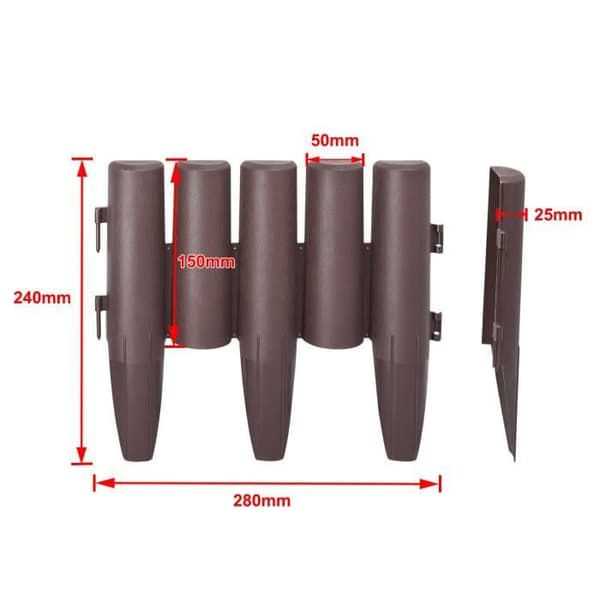 Gräsmatta kant - XMTECH - 16,8m - Trälook - Polypropen - 60 stycken - Brun