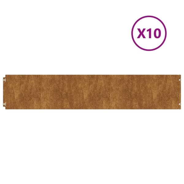 vidaXL plænekanter 10 stk. 20x103 cm fleksibel cortenstål