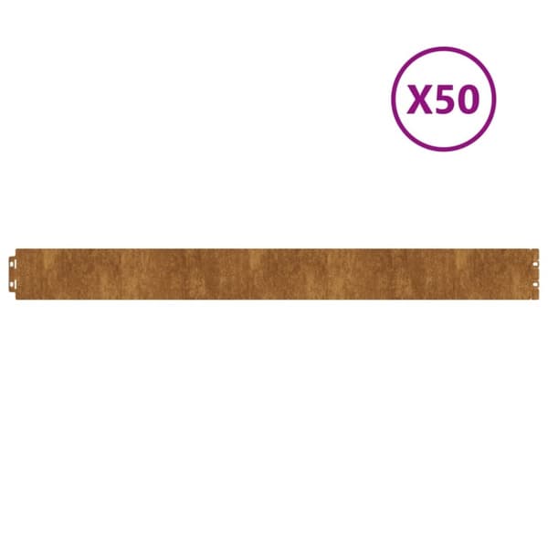 vidaXL Rabattkanter 50 st 10x103 cm flexibelt cortenstål