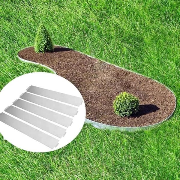 YUENFONG 15m Trädgårdskant Gräsmattkant Galvaniserad metall stål Flexibelt dekorativt staket, 100 cm x 15 cm, 15 stycken