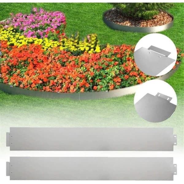 YUENFONG 5m Trädgårdskant Gräsmattkant Galvaniserad metall stål Flexibelt dekorativt staket, 100 cm x 15 cm, 5 stycken