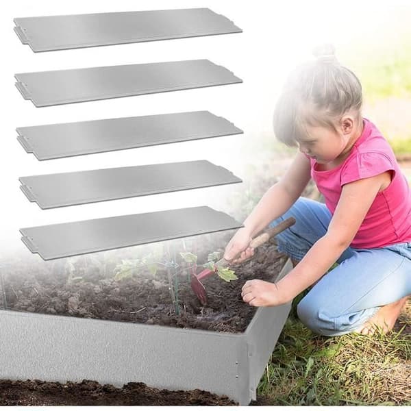 YUENFONG 20m Trädgårdskant Gräsmattkant Galvaniserad metall stål Flexibelt dekorativt staket, 100 cm x 15 cm, 20 stycken
