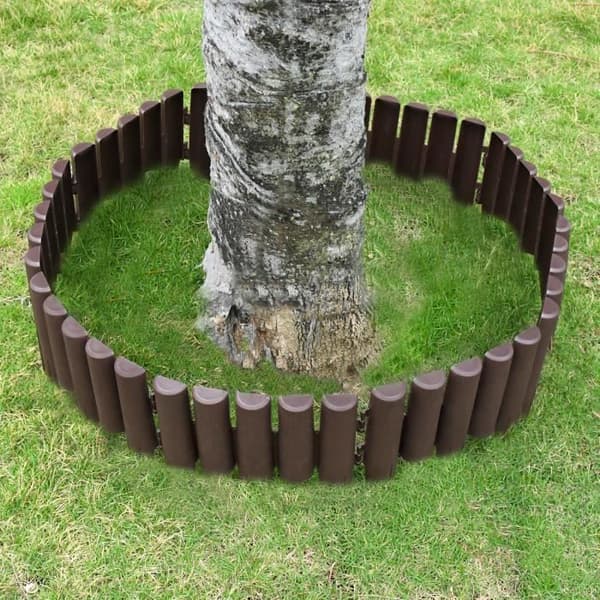 Trädgårdskant - YUENFONG - Plastic Palisade - Träeffekt - 5,6m - 20 stycken