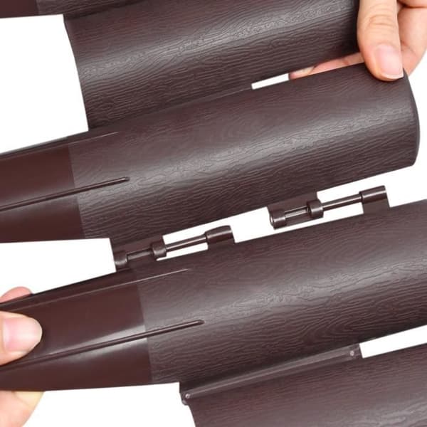 Trädgårdskant - YUENFONG - Plastic Palisade - Träeffekt - 5,6m - 20 stycken