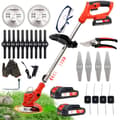 Miniatyrbild 1 av 6: OUTIGO Trimmer med trådlös elektrisk gräsklippare, gräsklippartrimmer med 2 batterier och 4 typer av blad, justerbart handtag