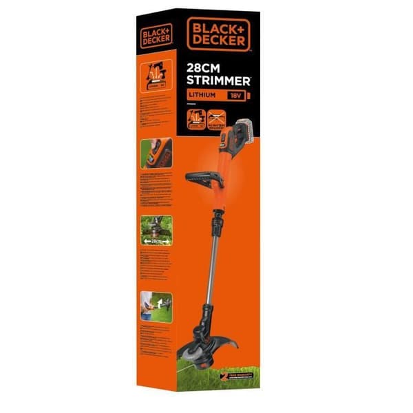 Elektrisk kantklippare BLACK+DECKER - STC1820PCB-XJ - 18V - 28 cm - Utan batteri - vridbar huvud - teleskoprör