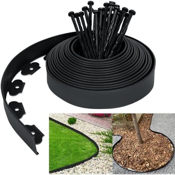 LARS360 Flexibel plastgräsmatta - Längd 10m - Höjd 50mm - 30 säkerhetspinnar - Svart
