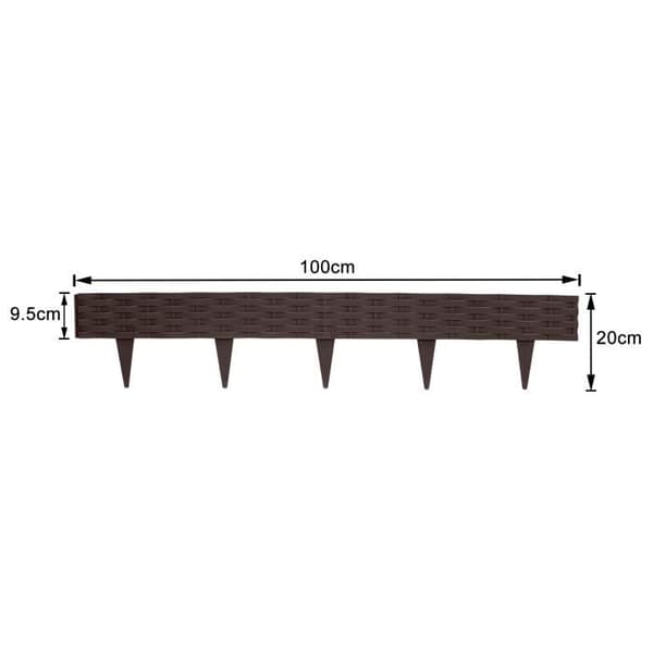 LARS360 60-pack rottinglook gräsmatta med 60 element 100 cm rottingdesign för trädgårdssäng, brun