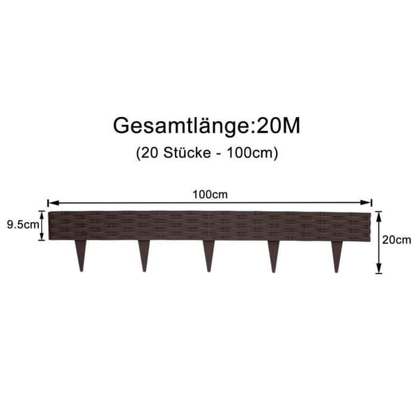 LARS360 20-pack rottinglook gräsmatta med 20 element 100 cm rottingdesign - 20 delar - brun