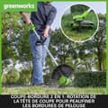 Miniatyrbild 4 av 4: Greenworks 24V Trädgårdstrimmer Utan Sladd med Hjul för Medelstora Trädgårdar, Klippbredd 33 cm, 2 mm Nylontråd med Automatisk Matning