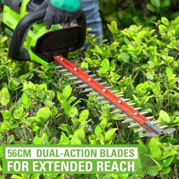 Batteridriven Häcksax - Greenworks - G24HT56 - 56 cm Klinge - Klipper upp till 25,4 mm - Lätt 2,5 kg