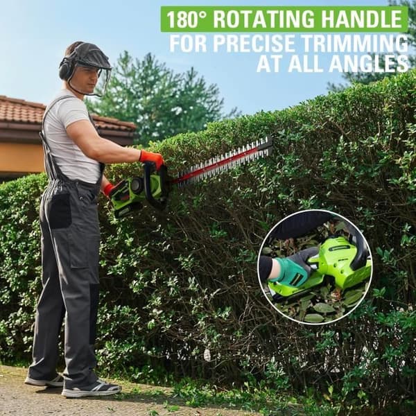 Batteridriven Häcksax - Greenworks - G24HT56 - 56 cm Klinge - Klipper upp till 25,4 mm - Lätt 2,5 kg