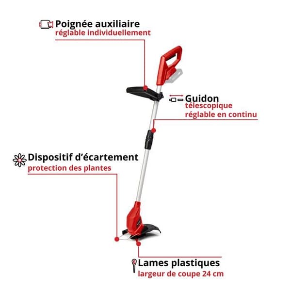 Einhell sladdlös strängtrimmer 3411123 utan batteri, handtag justerbart i höjdled, med skyddsklämma 18 V