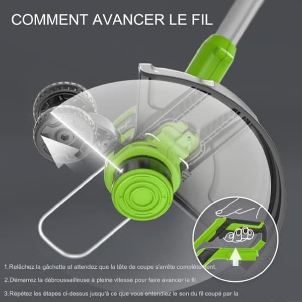 Grästrimmer - Greenworks - G40LT33 - 40V - Klippbredd 33 cm - Svängbart huvud 90°