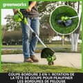 Miniatyrbild 4 av 4: Grästrimmer - Greenworks - G40LT33 - 40V - Klippbredd 33 cm - Svängbart huvud 90°