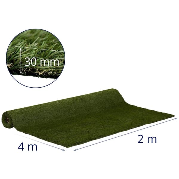 Hillvert Konstgräs - 200 x 400 cm - höjd: 30 mm - stygn: 20/10 cm - UV-beständig