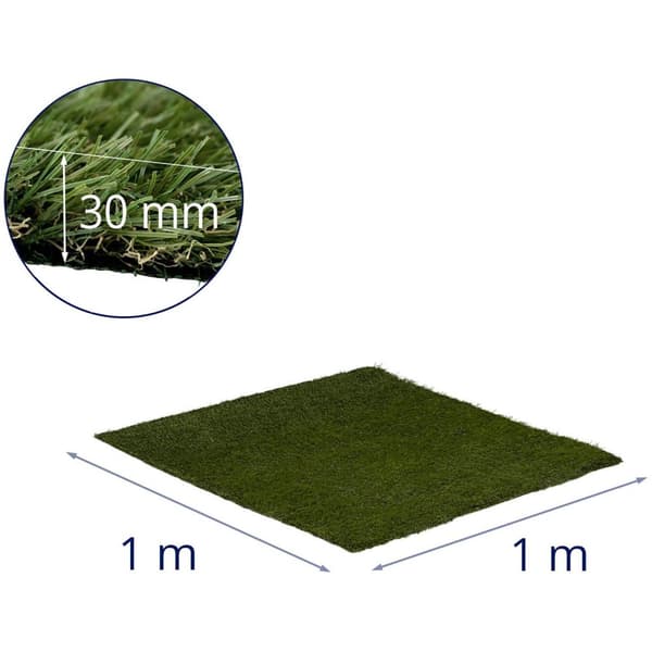 Hillvert Konstgräs - 100 x 100 cm - höjd: 30 mm - stygn: 20/10 cm - UV-beständig
