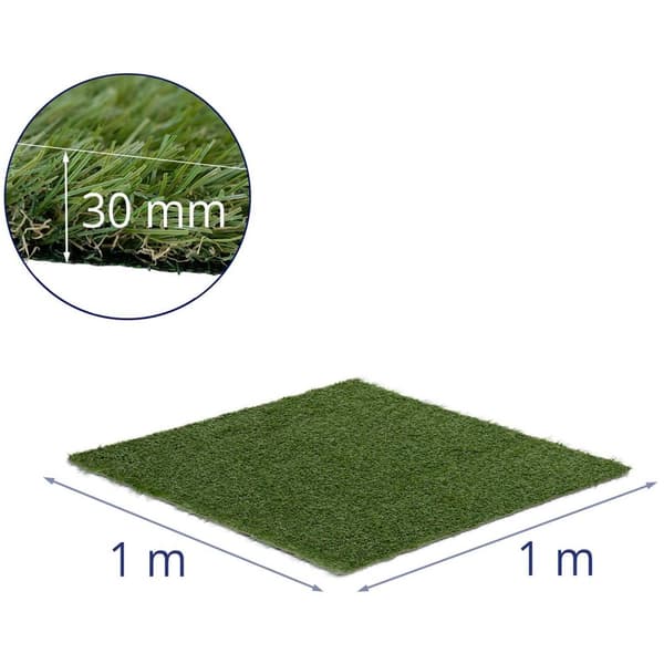 Hillvert Konstgräs - 100 x 100 cm - Höjd: 30 mm - stygn: 14/10 cm - UV-beständig