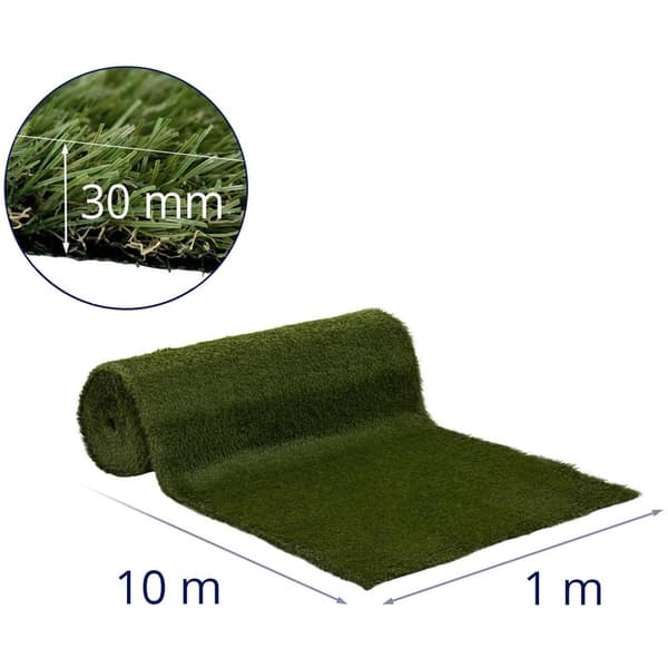 Hillvert Konstgräs - 100 x 1000 cm - Höjd: 30 mm - stygn: 20/10 cm - UV-beständig