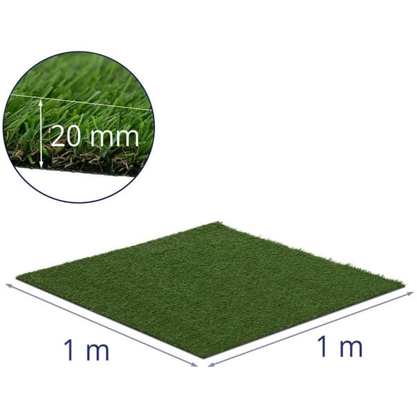 Hillvert Konstgräs - 100 x 100 cm - Höjd: 20 mm - stygn: 13/10 cm - UV-beständig