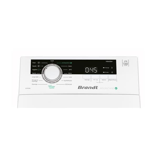 Toppmatad tvättmaskin - BRANDT - BT37028Q - 7 kg - 1200 varv/min - 15 program