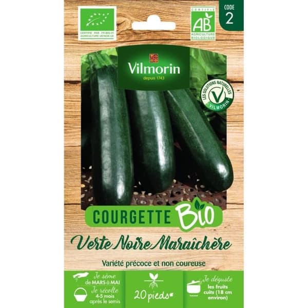 Vilmorin ekologisk grönsak svart grön zucchini