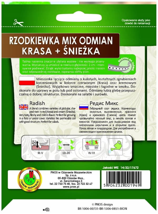 Retiisin siemenet KRASA + Śnieżka -teipillä - värien ja makujen sekoitus