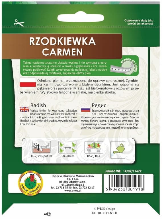 CARMEN-retiisi - puolalainen lajike ympärivuotiseen viljelyyn, siemenet