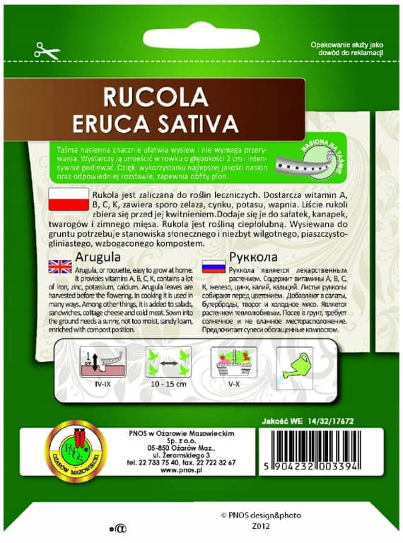 Rucola Eruca Sativa frø på 6m bånd til dyrkning i hjemmet og haven
