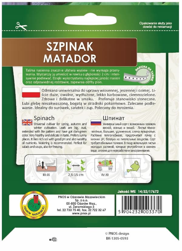 Matador-pinaatin siemeniä 6 metrin teipillä