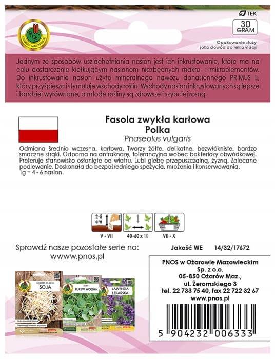 Gröna bönor Polka 30g gul dvärgsort, medeltidig