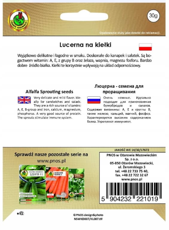 Alfalfa-groddfrön 30 g Delikat smak