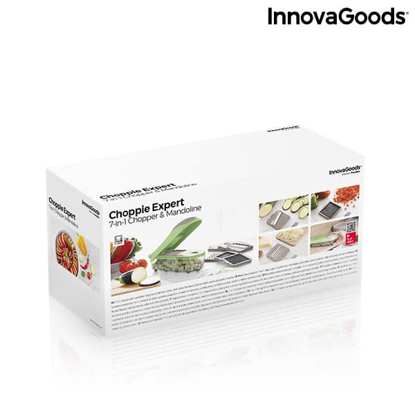 7 i 1 grøntsags skærer, rivejern og mandolin med opskrifter og tilbehør Choppie Expert InnovaGoods