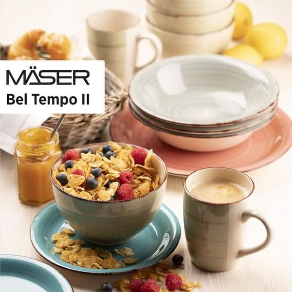 MÄSER Set Mäser tallrikar i stengods Bel Tempo Series Olivgrön (Bel Tempo Ii). - 931491