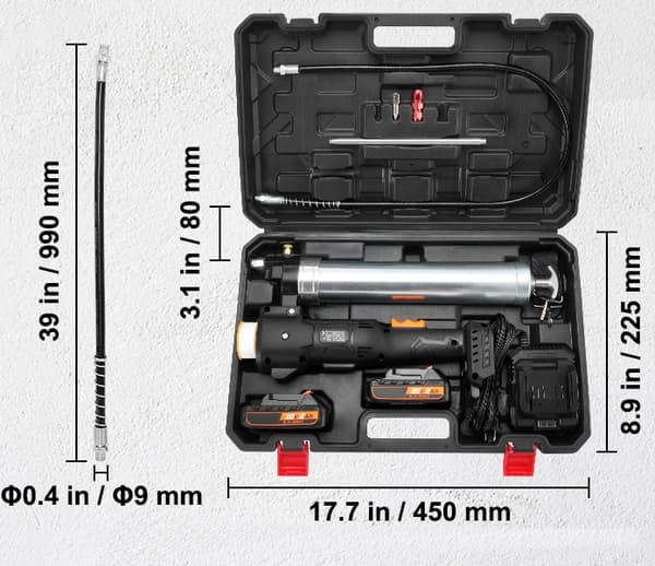 10000PSI 20V sladdlös elektrisk fettpistolsats med 2 batterier och multifunktionella tillbehör, effektiv smörjning