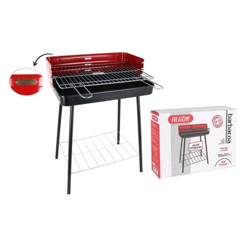 Charcoal Barbecue with Stand Algon Black Red (52 x 37 x 71,5 cm) Enamelled Steel