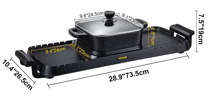 2in1 elektrisk grillpanna Grill Hot Pot - 2400W Multifunktionell hemmagjord bärbar rökfri - Nonstick löstagbar