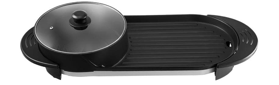 2 i 1 elektrisk grillpanna - Hot Pot Portable Smokeless - Hållbart material Snabbt jämn uppvärmning