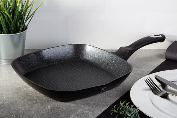 GRANIT GRILLPANA 28 cm BERLINGER HAUS BH-1846 SVART SILVER