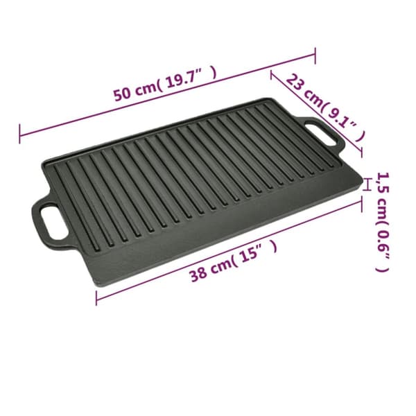vidaXL Grillilevy valurauta grillilevy käännettävä 50x23 cm -  Grillipannut & -ritilät
