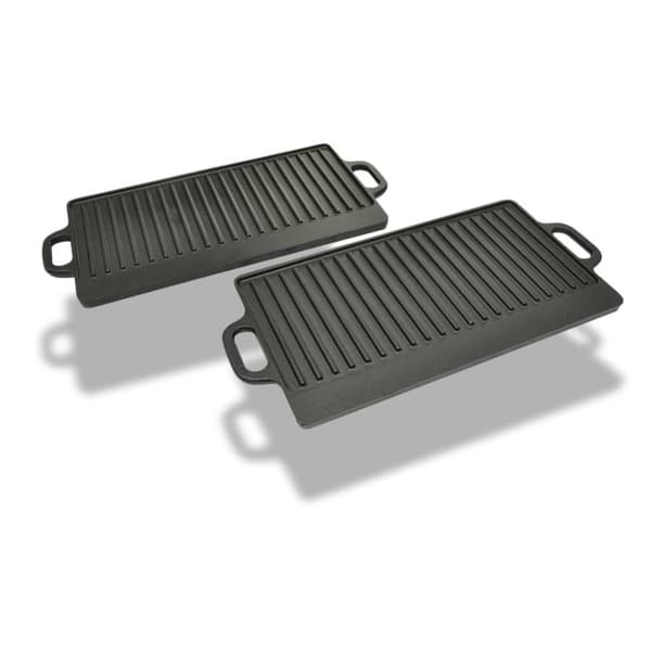 vidaXL Grillplatta 2 st gjutjärn vändbar 38x23 cm -  Bordsgrillar & grillpannor