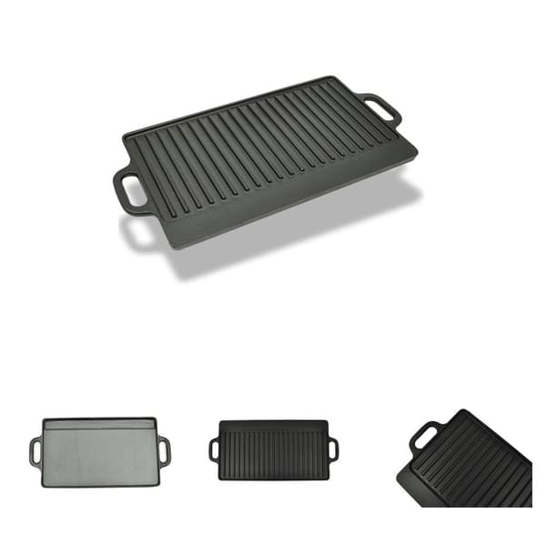 The Living Store Grillplatta gjutjärn 50x23 cm vändbar -  Bordsgrillar & grillpannor