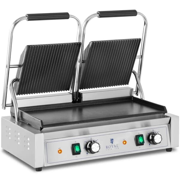 Dobbeltkontaktgrill med glat og rillet plade 48 x 23 cm 3600 W
